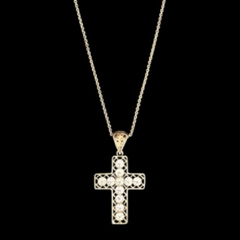 Lisa Robertson 18K Gold over .925 Sterling Silver Cross Pendant Necklace 20”